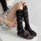 Boogzel Apparel Balletcore Tie Up Knee High Socks, view 6