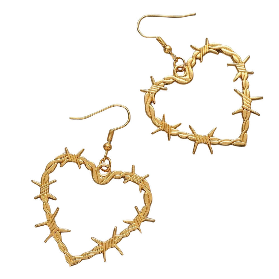 Boogzel Apparel Barbed Wire Heart Earrings