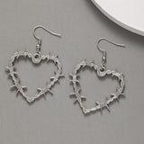 Boogzel Apparel Barbed Wire Heart Earrings, view 3