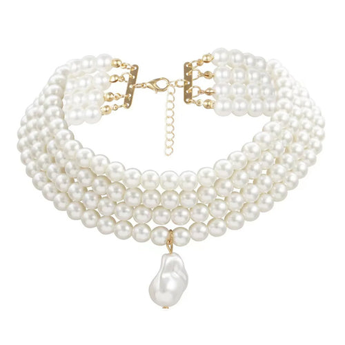 Boogzel Apparel Baroque Style Layered Pearl Necklace