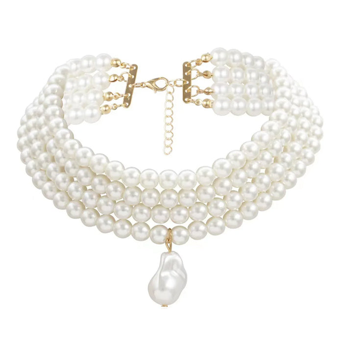 Boogzel Apparel Baroque Style Layered Pearl Necklace