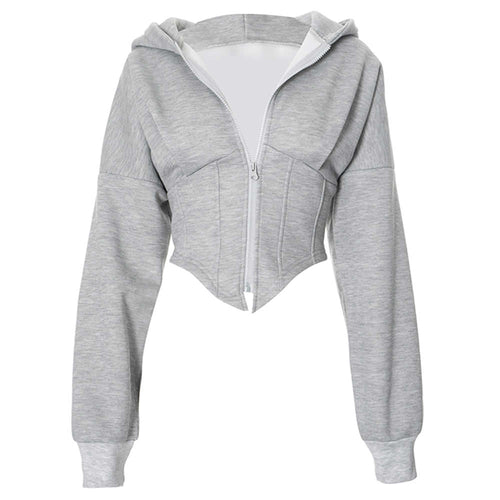 Boogzel Apparel Basic Corset Detail Zip Up Hoodie