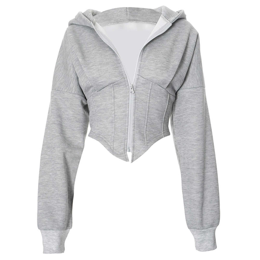 Boogzel Apparel Basic Corset Detail Zip Up Hoodie