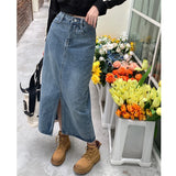 Boogzel Apparel Basic Things Split Denim Skirt, view 3