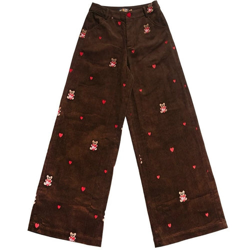 Boogzel Apparel Bear Embroidery Cord Pants