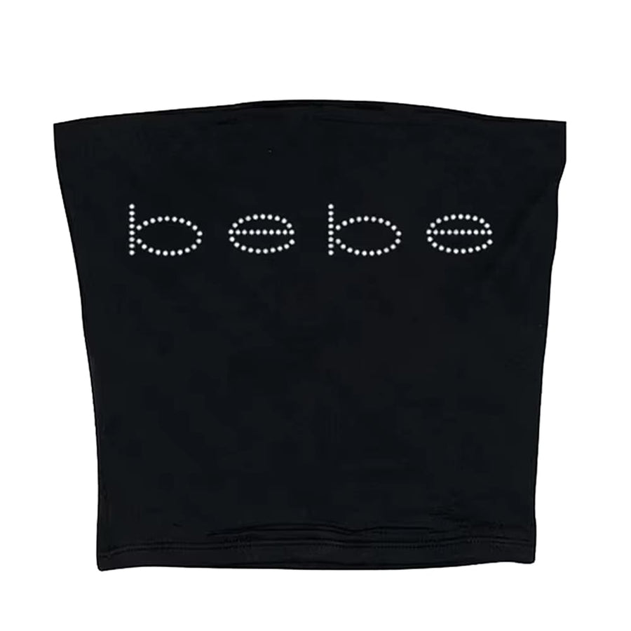 Boogzel Apparel Bebe Rhinestone Black Tube Top