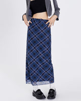 Boogzel Apparel Best In Class Plaid Maxi Skirt in Blue, view 2