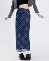 Boogzel Apparel Best In Class Plaid Maxi Skirt in Blue, view 4