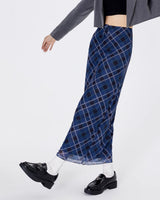 Boogzel Apparel Best In Class Plaid Maxi Skirt in Blue, view 5