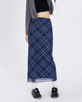 Boogzel Apparel Best In Class Plaid Maxi Skirt in Blue, view 6