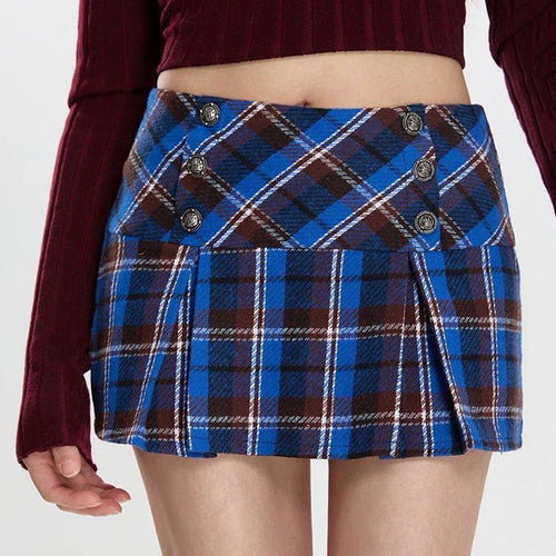 Boogzel Apparel Best In Class Plaid Mini Skirt in Blue