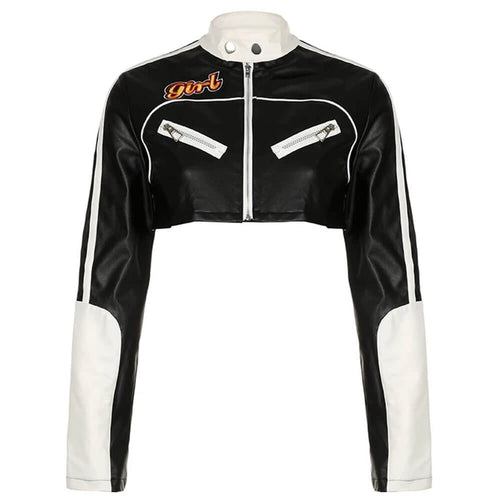 Boogzel Apparel Biker Girl Leather Cropped Jacket