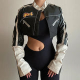 Boogzel Apparel Biker Girl Leather Cropped Jacket, view 4