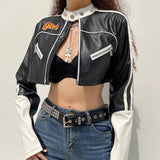 Boogzel Apparel Biker Girl Leather Cropped Jacket, view 5