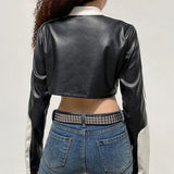 Boogzel Apparel Biker Girl Leather Cropped Jacket, view 6