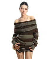 Boogzel Apparel Black and Grey Off-Shoulder Knit Top, view 4