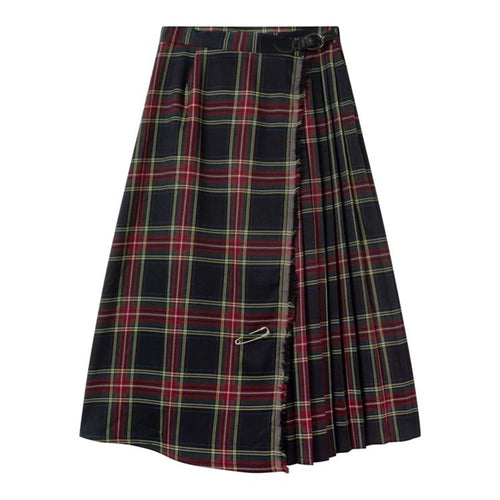 Boogzel Apparel Black and Red Plaid Midi Skirt