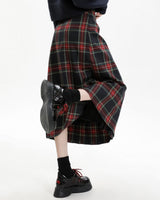Boogzel Apparel Black and Red Plaid Midi Skirt, view 6