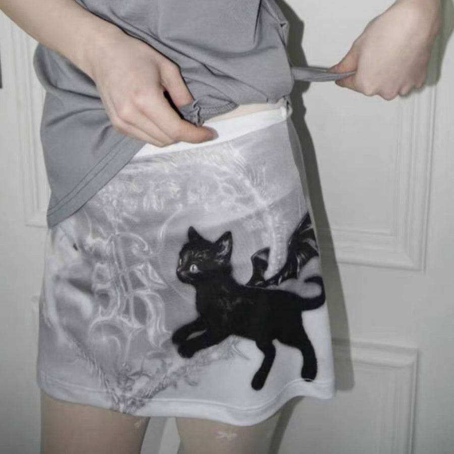 Boogzel Apparel Black Cat Mini Skirt