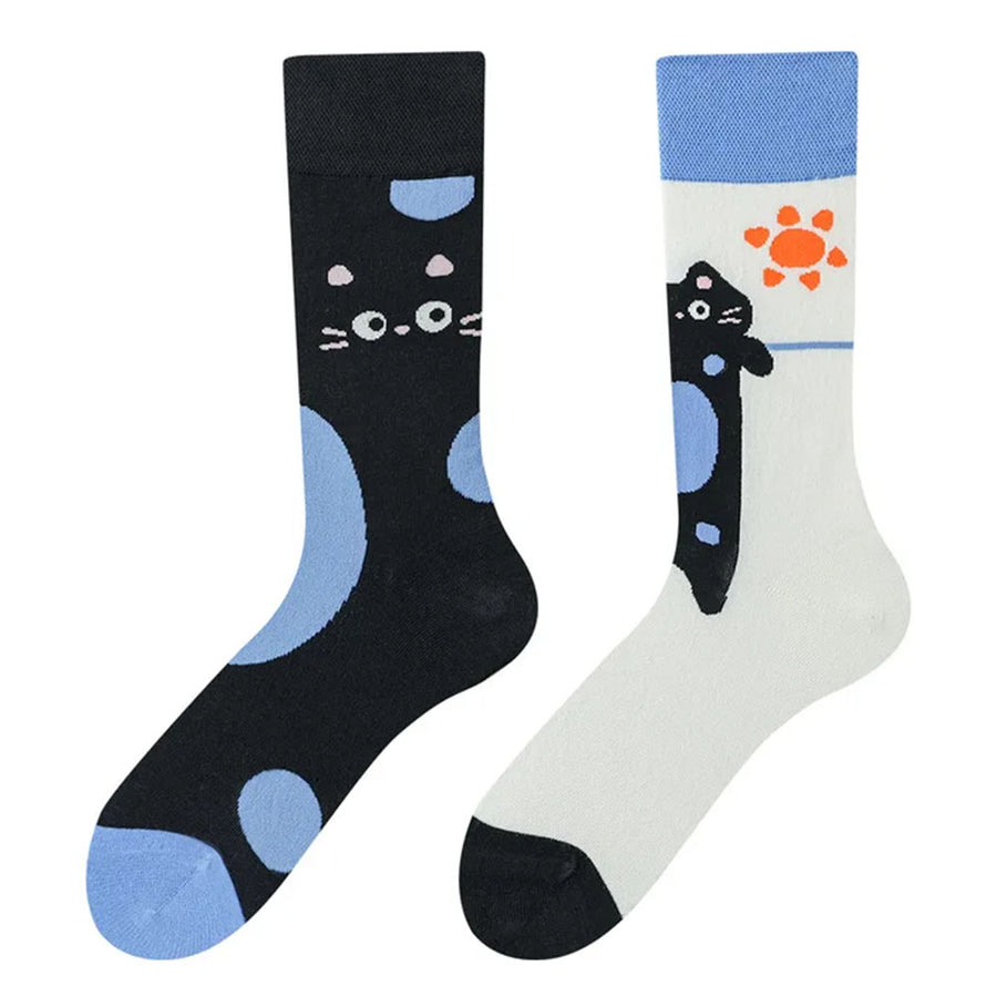 Boogzel Apparel Black Cat Mismatched Socks