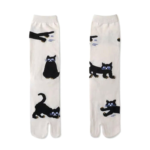 Boogzel Apparel Black Cat Split Toe Tabi Socks