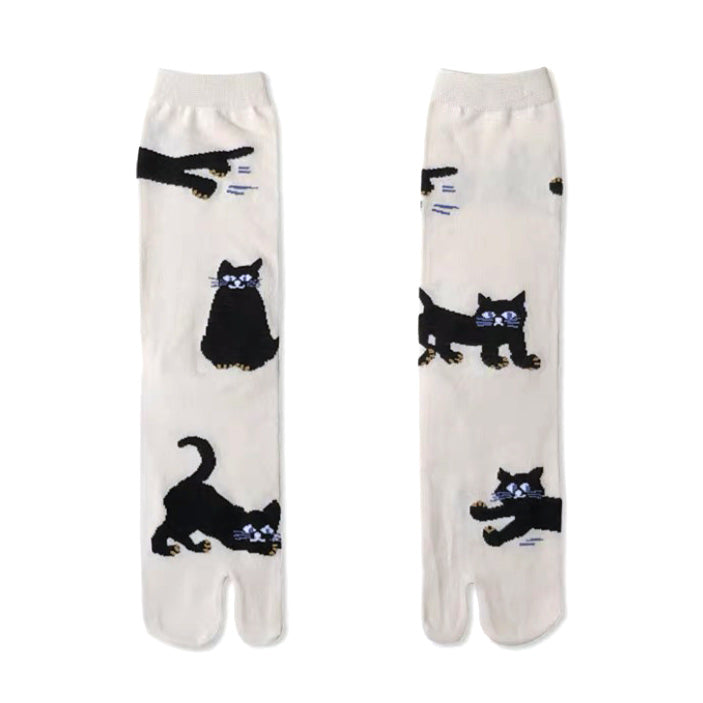 Boogzel Apparel Black Cat Split Toe Tabi Socks