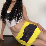 Boogzel Apparel Black Cat Y2K Mini Skirt, view 2