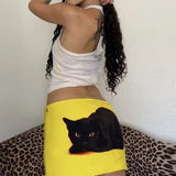 Boogzel Apparel Black Cat Y2K Mini Skirt, view 3