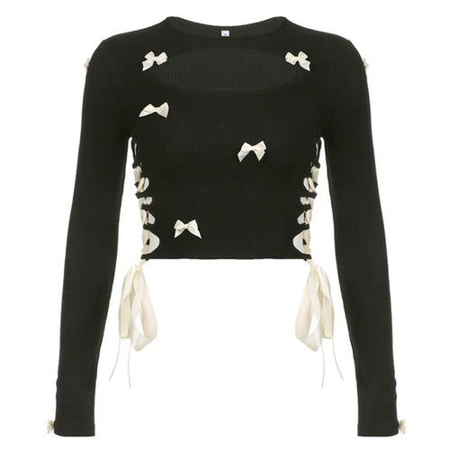 Boogzel Apparel French Maid Cut Out Long Sleeve Top