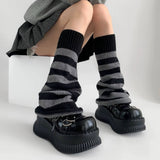 Boogzel Apparel Black & Grey Striped Leg Warmers, view 3