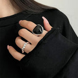 Boogzel Apparel Black Heart Chunky Ring, view 3
