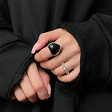 Boogzel Apparel Black Heart Chunky Ring, view 4