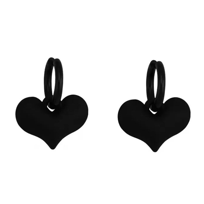 Boogzel Apparel Black Heart Pendant Earrings