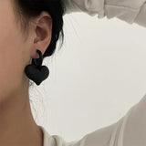 Boogzel Apparel Black Heart Pendant Earrings, view 6
