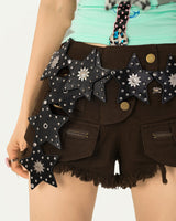 Boogzel Apparel Black Star Studded Boho Belt, view 4
