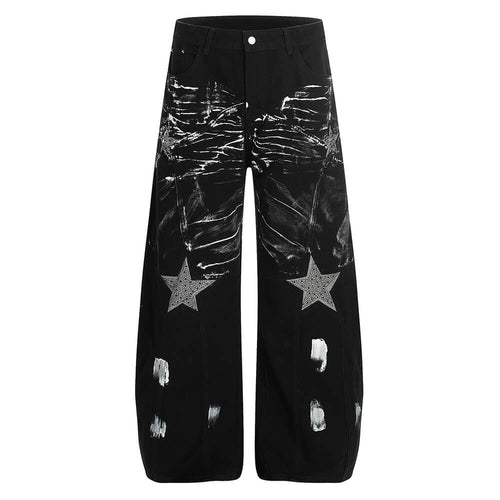 Boogzel Apparel Black Star Wide Leg Jeans