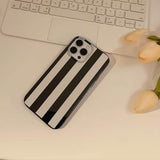 Boogzel Apparel Black & White Striped iPhone Case, view 3