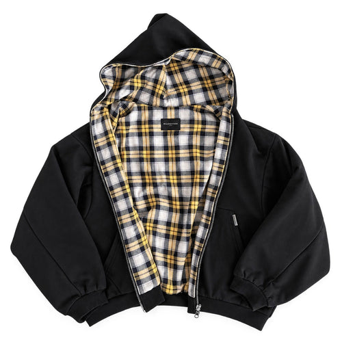 Boogzel Apparel Black & Yellow 90s Plaid Reversible Hoodie