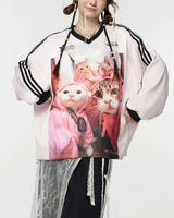 Boogzel Apparel Blokette Aesthetic Cat Long Sleeve, view 4