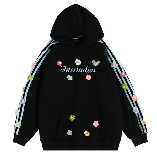 Boogzel Apparel Blokette Aesthetic Floral Embroidery Hoodie