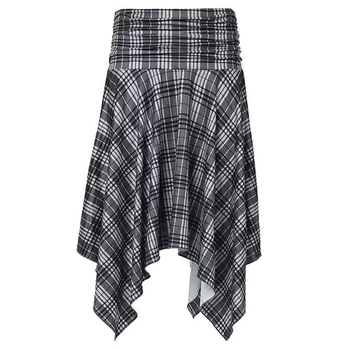 Boogzel Apparel Blokette Asymmetrical Plaid Skirt