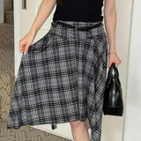 Boogzel Apparel Blokette Asymmetrical Plaid Skirt, view 3