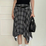 Boogzel Apparel Blokette Asymmetrical Plaid Skirt, view 4