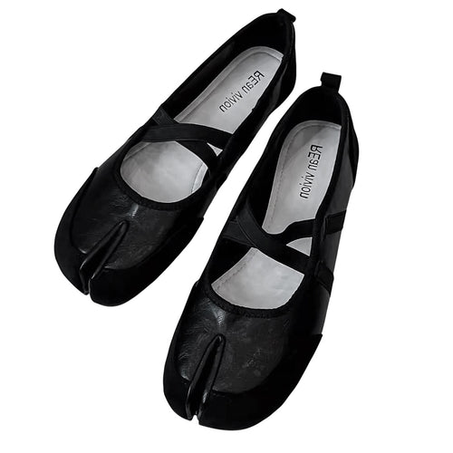 Boogzel Apparel Blokette Cross Strap Ballet Flats