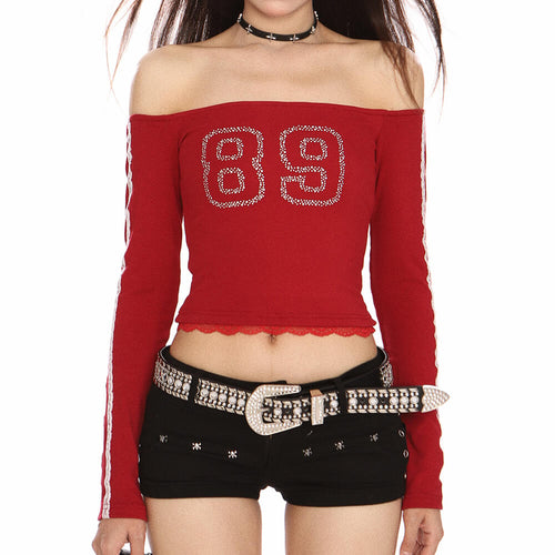 Boogzel Apparel Blokette Jersey-Style 89 Rhinestone Top