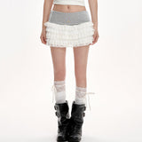 Boogzel Apparel Blokette Ruffle Lace Mini Skirt, view 3