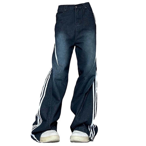 Boogzel Apparel Blokette Side Stripe Wide-Leg Jeans