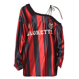 Boogzel Apparel Blokette Striped Off-Shoulder Jersey, view 2