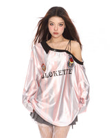 Boogzel Apparel Blokette Striped Off-Shoulder Jersey, view 5