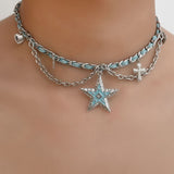 Boogzel Apparel Blue Star Choker Necklace, view 3